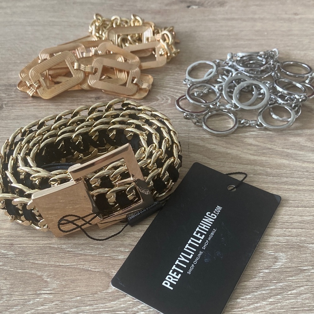 PrettyLittleThing Metallic Chain Belt Duo